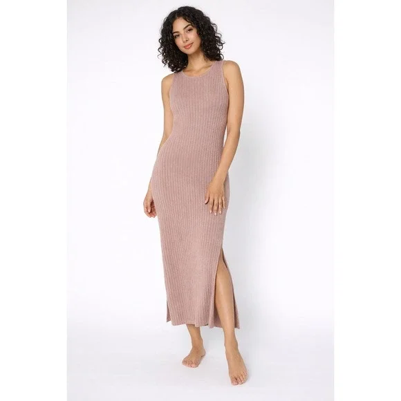 Barefoot Dreams CozyChic Ultra Lite Ribbed Column Maxi Dress Faded Rose S NWT - Picture 1 of 9
